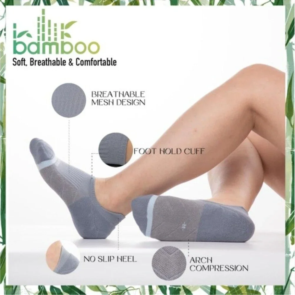 BRISIRA Coolmax Bamboo Viscose Compression Running Socks 3 Pairs Ankle Low Cut M
